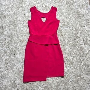 Arynk Pink Asymmetrical Ruffled Cocktail Dress